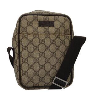 Authentic GUCCI GG Canvas Shoulder Bag Coated Canvas Beige